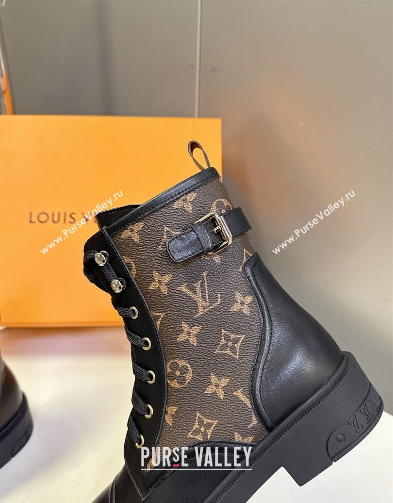 Louis Vuitton Citizen Flat Ranger Ankle Boots with Buckle in Monogram Canvas and Black Leather 2025 1AIUQN (MD-251021091)