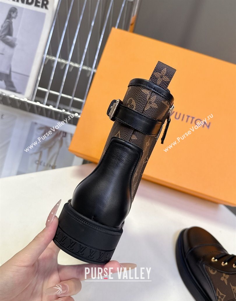 Louis Vuitton Citizen Flat Ranger Ankle Boots with Buckle in Monogram Canvas and Black Leather 2025 1AIUQN (MD-251021091)