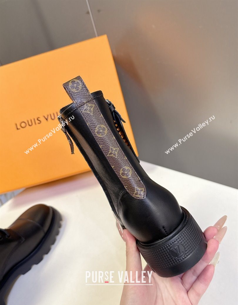 Louis Vuitton Citizen Flat Ranger Ankle Boots with Chain and Tag in Leather Black 2025 1AIUQN (MD-251021093)