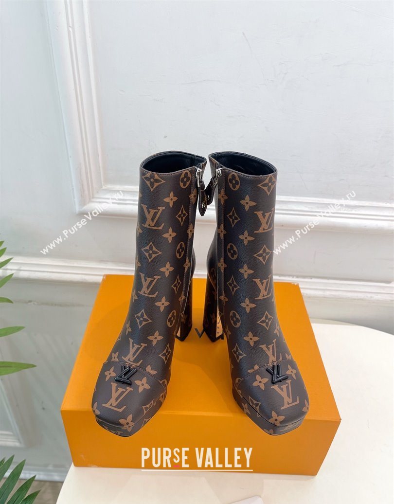 Louis Vuitton Swing Heel Platform Ankle Boots 11cm in Monogram Canvas 2025 1AID09 (MD-251021119)