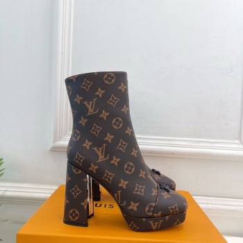 Louis Vuitton Swing Heel Platform Ankle Boots 11cm in Monogram Canvas 2025 1AID09 (MD-251021119)