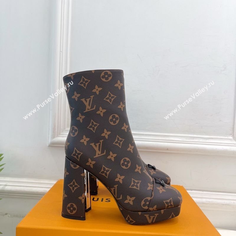 Louis Vuitton Swing Heel Platform Ankle Boots 11cm in Monogram Canvas 2025 1AID09 (MD-251021119)