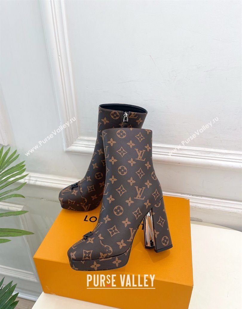 Louis Vuitton Swing Heel Platform Ankle Boots 11cm in Monogram Canvas 2025 1AID09 (MD-251021119)