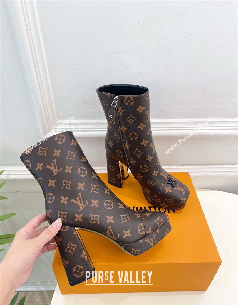 Louis Vuitton Swing Heel Platform Ankle Boots 11cm in Monogram Canvas 2025 1AID09 (MD-251021119)