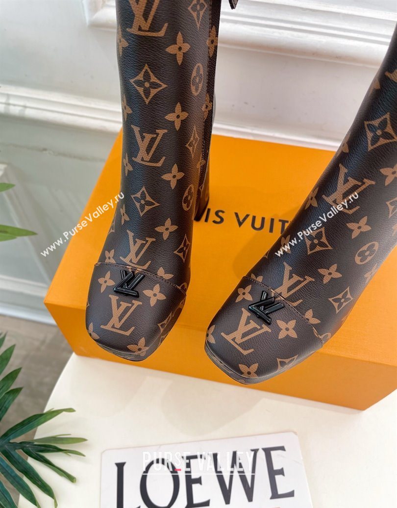 Louis Vuitton Swing Heel Platform Ankle Boots 11cm in Monogram Canvas 2025 1AID09 (MD-251021119)