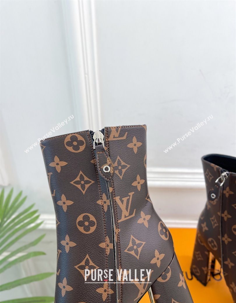 Louis Vuitton Swing Heel Platform Ankle Boots 11cm in Monogram Canvas 2025 1AID09 (MD-251021119)