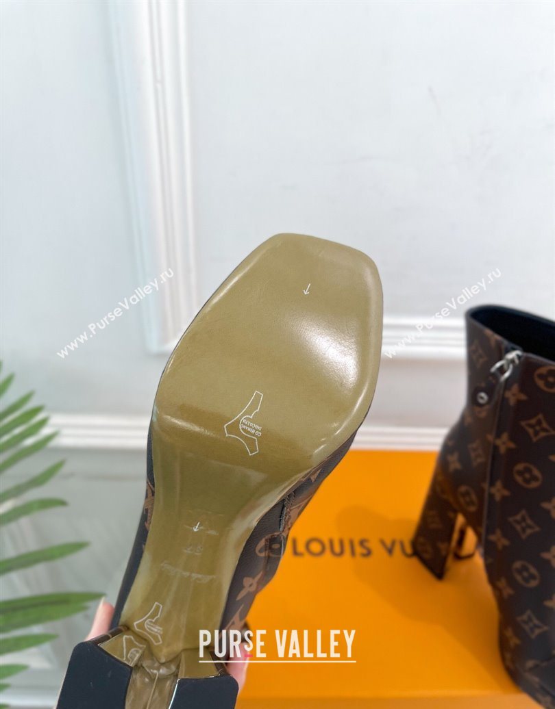 Louis Vuitton Swing Heel Platform Ankle Boots 11cm in Monogram Canvas 2025 1AID09 (MD-251021119)