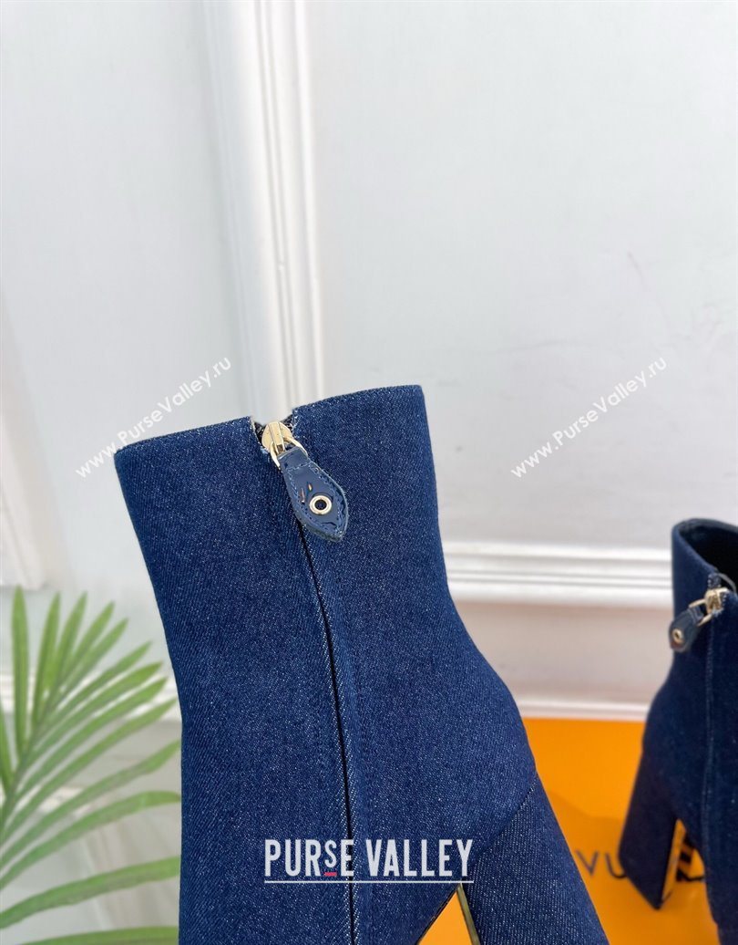 Louis Vuitton Swing Heel Platform Ankle Boots 11cm in Navy Blue Denim 2025 1AID09 (MD-251021122)