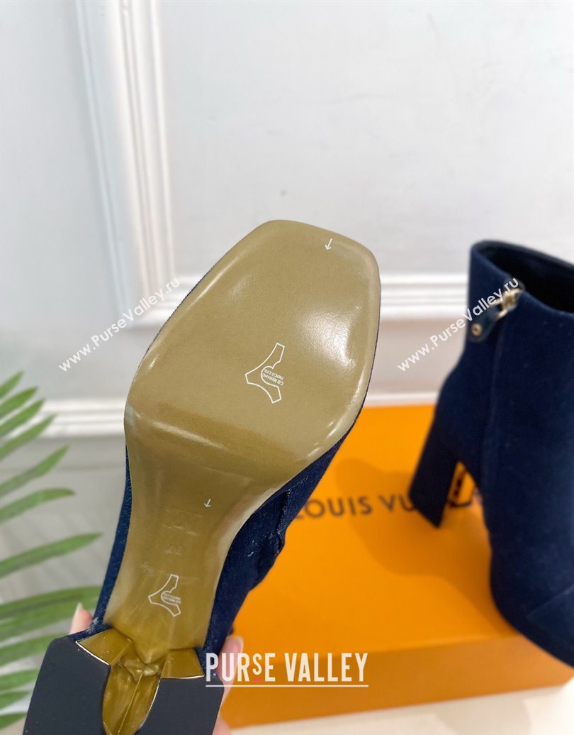 Louis Vuitton Swing Heel Platform Ankle Boots 11cm in Navy Blue Denim 2025 1AID09 (MD-251021122)