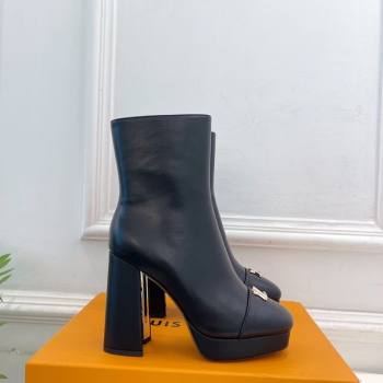 Louis Vuitton Swing Heel Platform Ankle Boots 11cm in Calf Leather Black 2025 1AID09 (MD-251021124)
