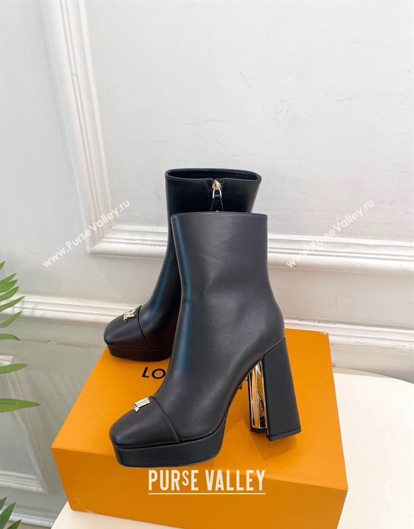 Louis Vuitton Swing Heel Platform Ankle Boots 11cm in Calf Leather Black 2025 1AID09 (MD-251021124)