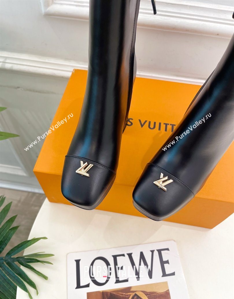 Louis Vuitton Swing Heel Platform Ankle Boots 11cm in Calf Leather Black 2025 1AID09 (MD-251021124)