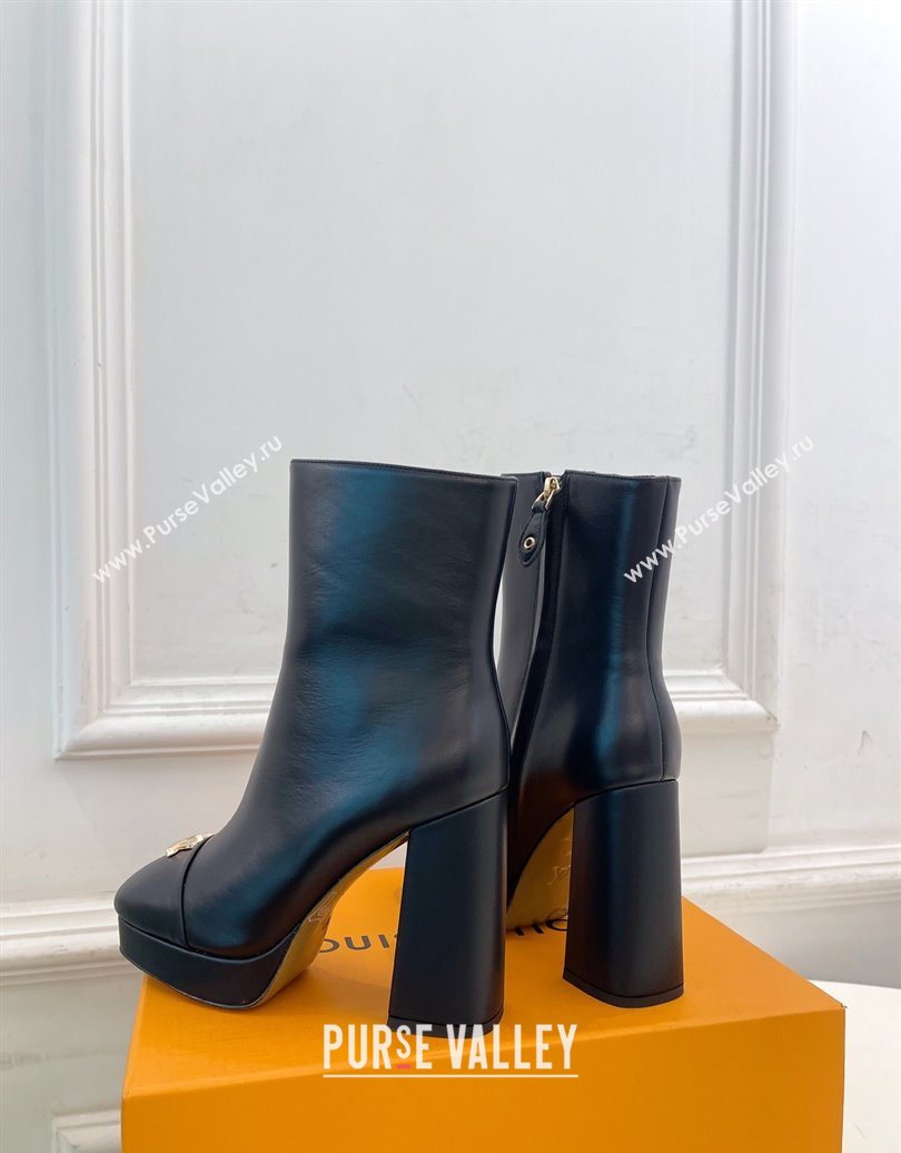 Louis Vuitton Swing Heel Platform Ankle Boots 11cm in Calf Leather Black 2025 1AID09 (MD-251021124)