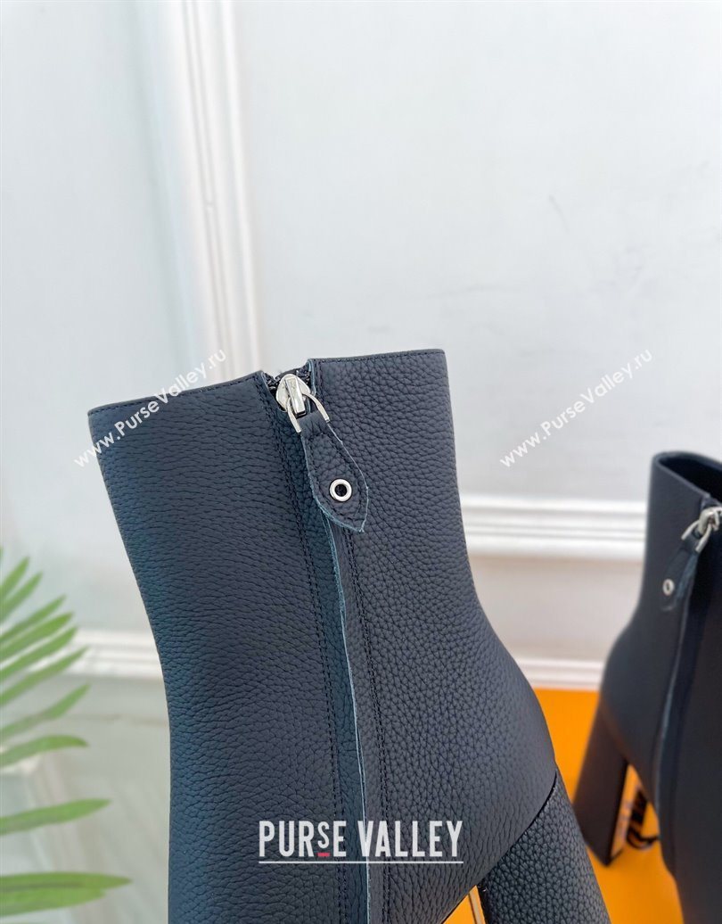 Louis Vuitton Swing Heel Platform Ankle Boots 11cm in Matte Leather All Black 2025 1AID09 (MD-251021126)