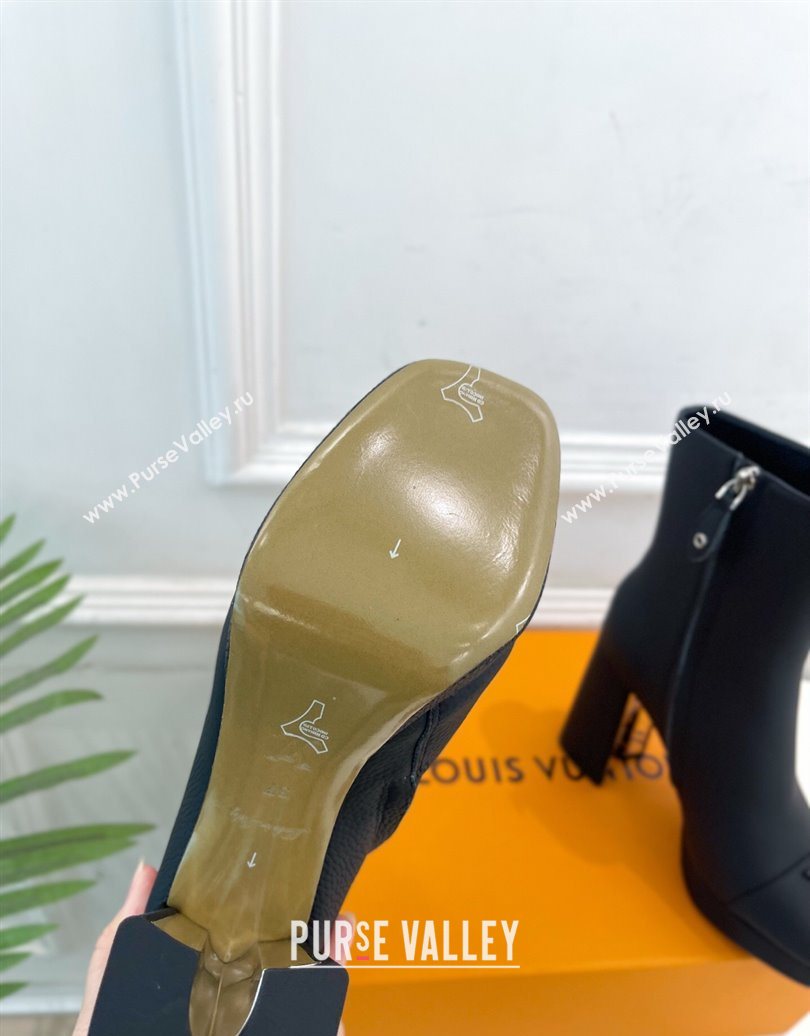Louis Vuitton Swing Heel Platform Ankle Boots 11cm in Matte Leather All Black 2025 1AID09 (MD-251021126)