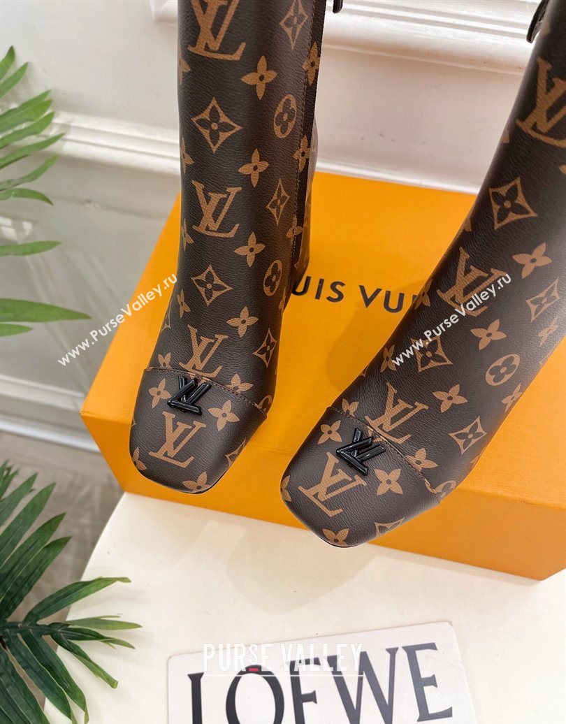 Louis Vuitton Swing Heel Ankle Boots 9cm in Monogram Canvas 2025 1AID092 (MD-251021130)