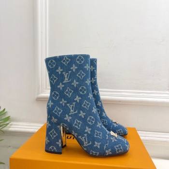 Louis Vuitton Swing Heel Ankle Boots 9cm in Monogram Denim Blue 2025 1AID092 (MD-251021131)