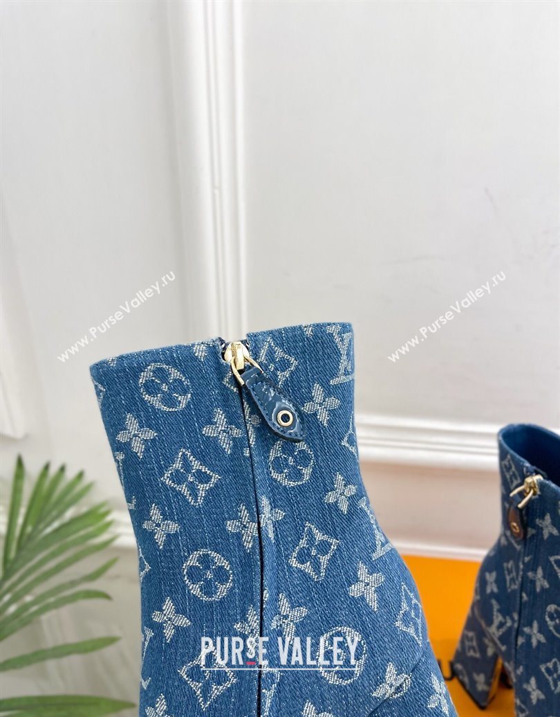 Louis Vuitton Swing Heel Ankle Boots 9cm in Monogram Denim Blue 2025 1AID092 (MD-251021131)