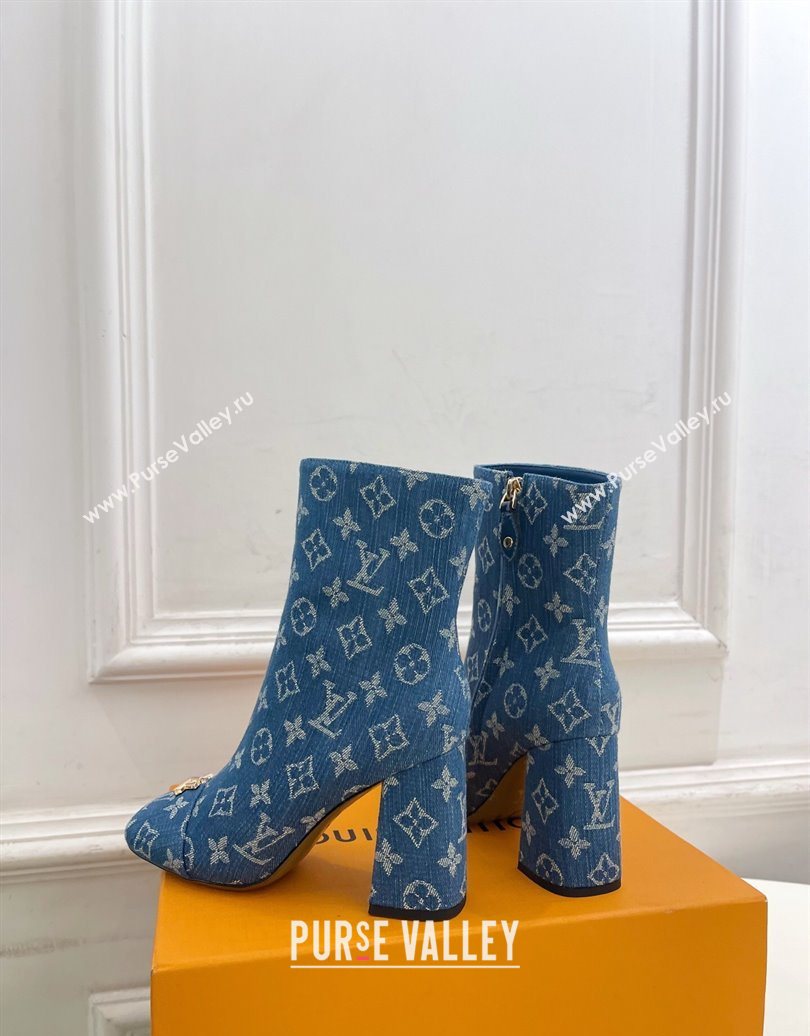 Louis Vuitton Swing Heel Ankle Boots 9cm in Monogram Denim Blue 2025 1AID092 (MD-251021131)