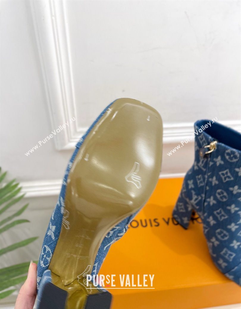 Louis Vuitton Swing Heel Ankle Boots 9cm in Monogram Denim Blue 2025 1AID092 (MD-251021131)