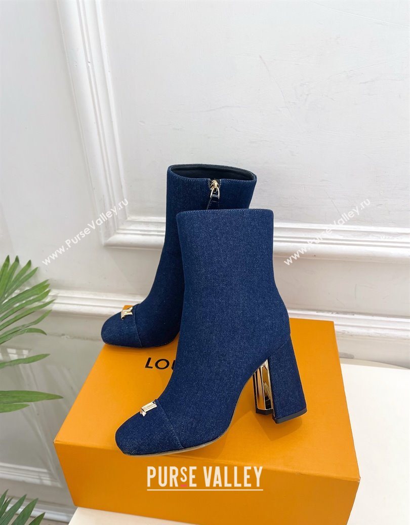 Louis Vuitton Swing Heel Ankle Boots 9cm in Navy Blue Denim 2025 1AID092 (MD-251021133)