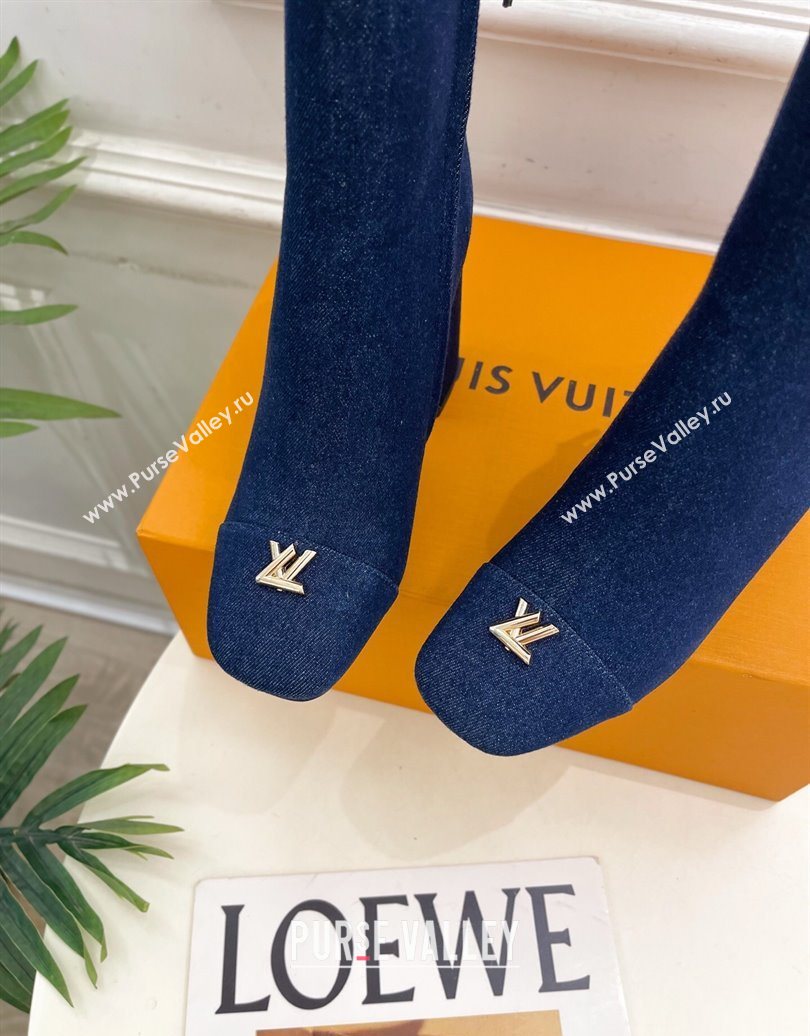 Louis Vuitton Swing Heel Ankle Boots 9cm in Navy Blue Denim 2025 1AID092 (MD-251021133)