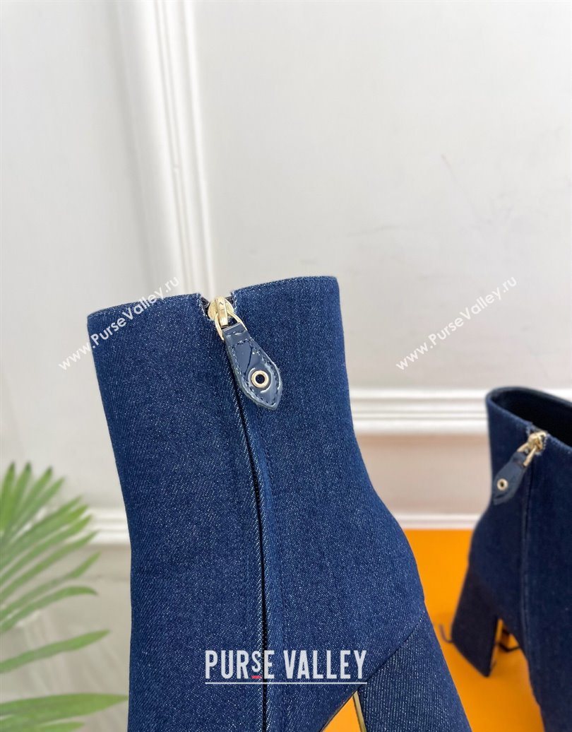 Louis Vuitton Swing Heel Ankle Boots 9cm in Navy Blue Denim 2025 1AID092 (MD-251021133)