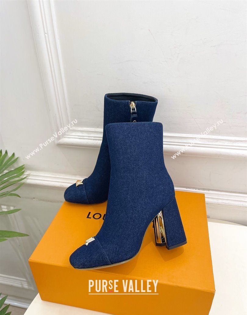 Louis Vuitton Swing Heel Ankle Boots 9cm in Navy Blue Denim 2025 1AID092 (MD-251021133)