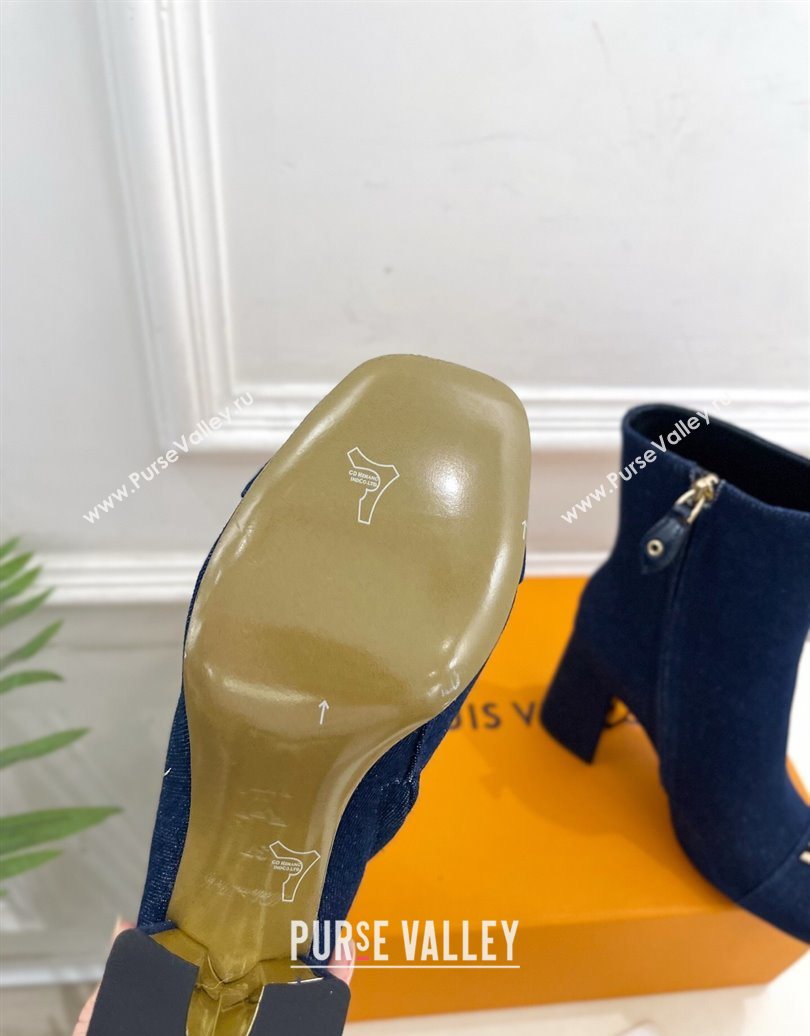 Louis Vuitton Swing Heel Ankle Boots 9cm in Navy Blue Denim 2025 1AID092 (MD-251021133)
