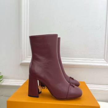 Louis Vuitton Swing Heel Ankle Boots 9cm in Calf Leather Burgundy 2025 1AID092 (MD-251021127)