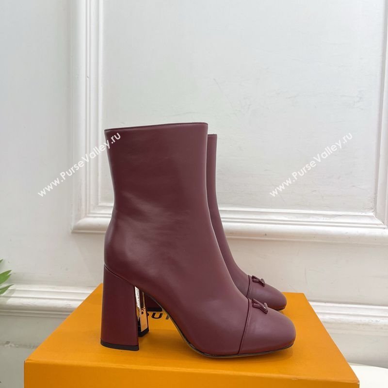 Louis Vuitton Swing Heel Ankle Boots 9cm in Calf Leather Burgundy 2025 1AID092 (MD-251021127)