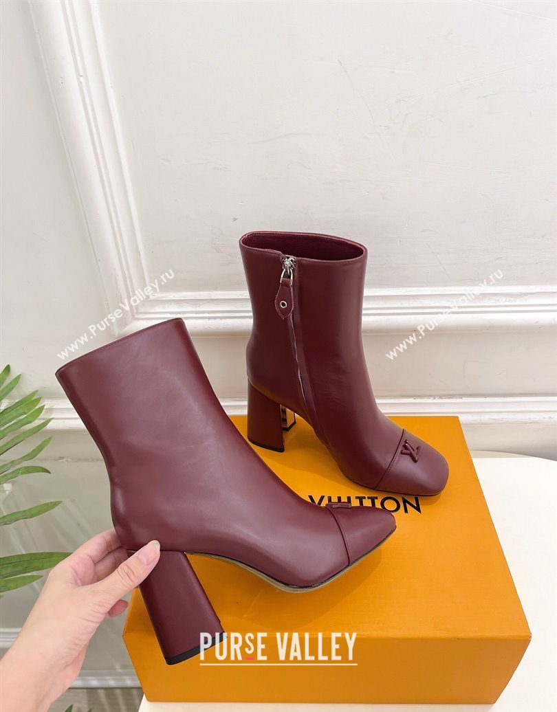 Louis Vuitton Swing Heel Ankle Boots 9cm in Calf Leather Burgundy 2025 1AID092 (MD-251021127)