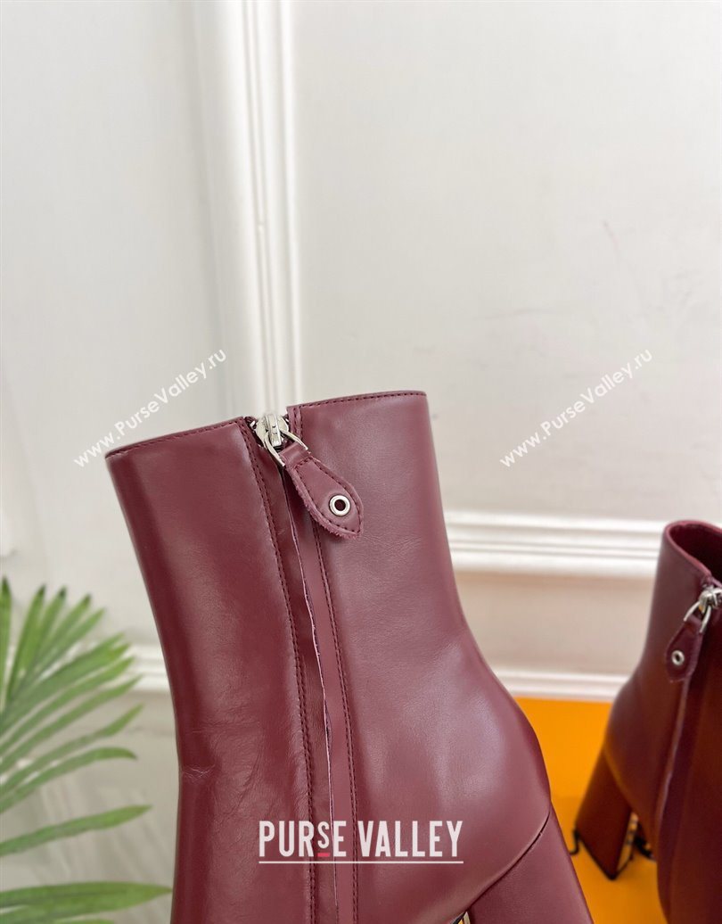 Louis Vuitton Swing Heel Ankle Boots 9cm in Calf Leather Burgundy 2025 1AID092 (MD-251021127)