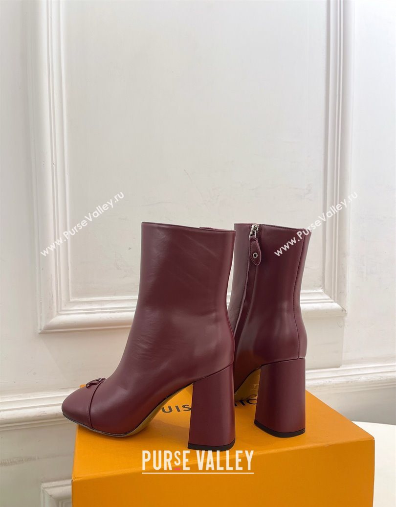 Louis Vuitton Swing Heel Ankle Boots 9cm in Calf Leather Burgundy 2025 1AID092 (MD-251021127)