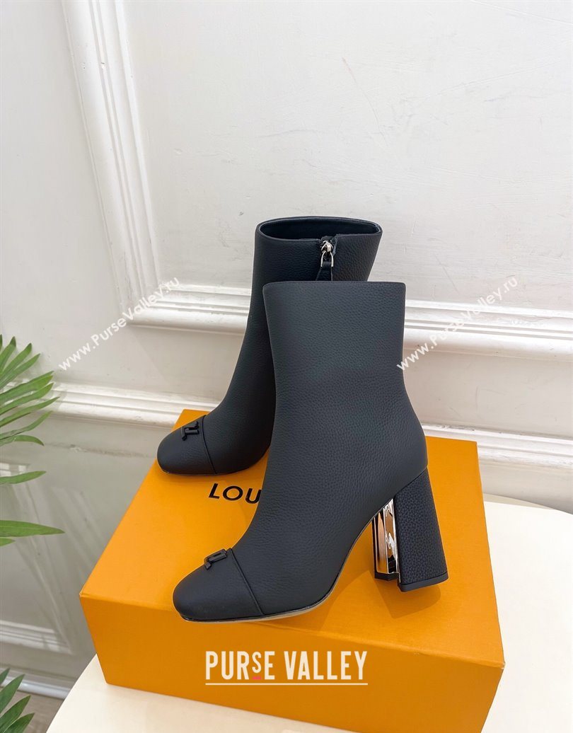 Louis Vuitton Swing Heel Ankle Boots 9cm in Matte Leather All Black 2025 1AID092 (MD-251021129)