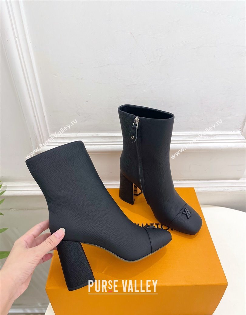 Louis Vuitton Swing Heel Ankle Boots 9cm in Matte Leather All Black 2025 1AID092 (MD-251021129)