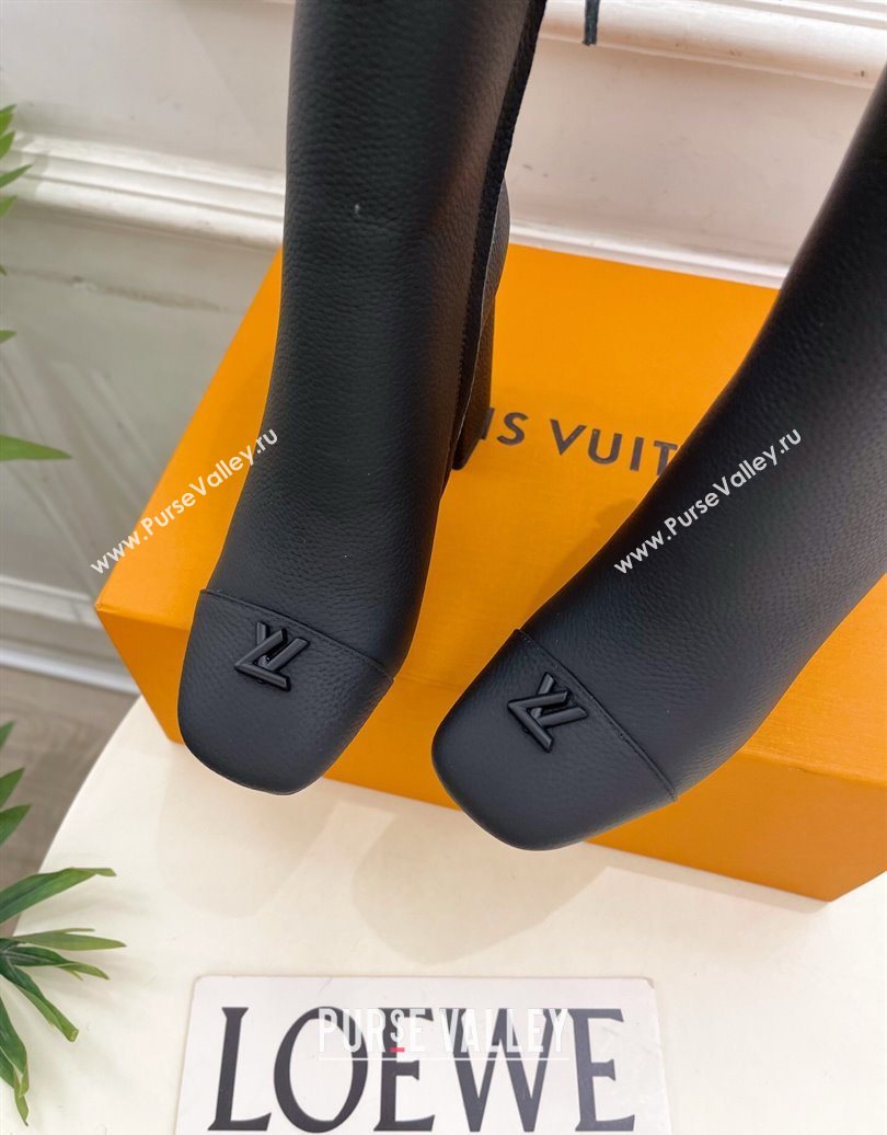 Louis Vuitton Swing Heel Ankle Boots 9cm in Matte Leather All Black 2025 1AID092 (MD-251021129)