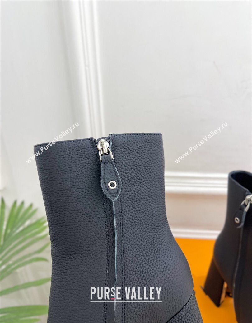 Louis Vuitton Swing Heel Ankle Boots 9cm in Matte Leather All Black 2025 1AID092 (MD-251021129)