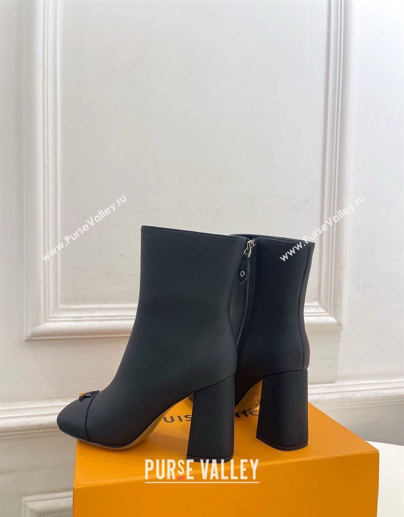 Louis Vuitton Swing Heel Ankle Boots 9cm in Matte Leather All Black 2025 1AID092 (MD-251021129)