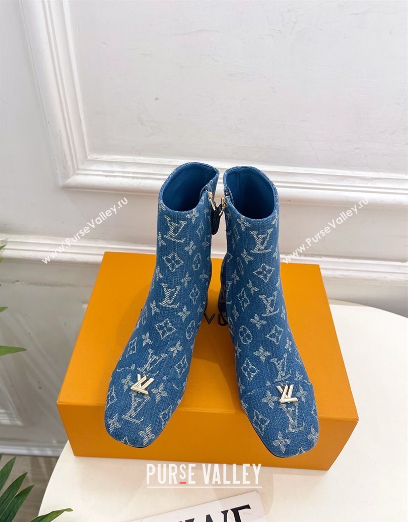 Louis Vuitton Swing Heel Ankle Boots 5.5cm in Monogram Denim Blue 2025 1AID092 (MD-251021135)