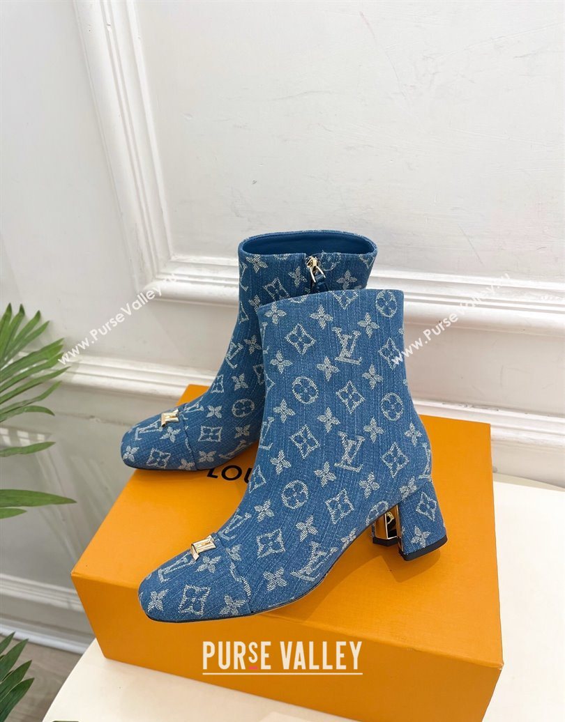 Louis Vuitton Swing Heel Ankle Boots 5.5cm in Monogram Denim Blue 2025 1AID092 (MD-251021135)