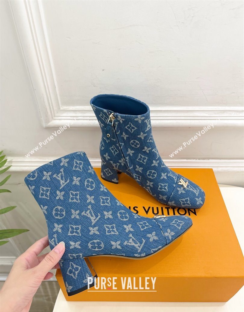 Louis Vuitton Swing Heel Ankle Boots 5.5cm in Monogram Denim Blue 2025 1AID092 (MD-251021135)