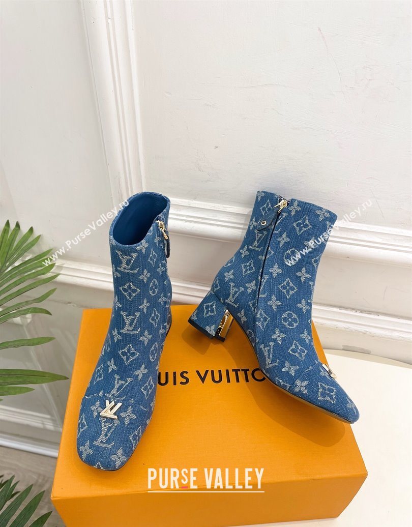 Louis Vuitton Swing Heel Ankle Boots 5.5cm in Monogram Denim Blue 2025 1AID092 (MD-251021135)