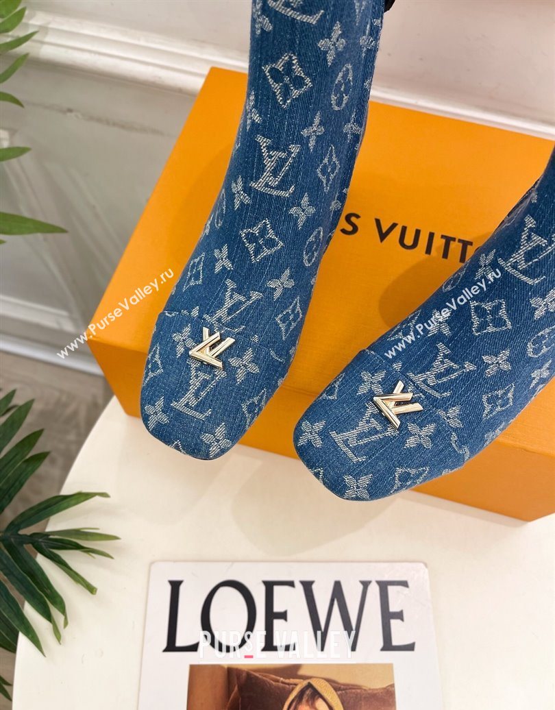 Louis Vuitton Swing Heel Ankle Boots 5.5cm in Monogram Denim Blue 2025 1AID092 (MD-251021135)