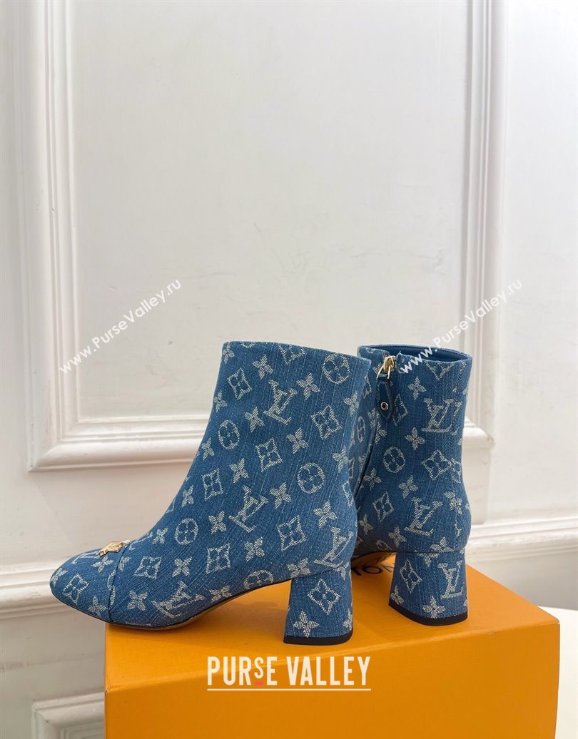 Louis Vuitton Swing Heel Ankle Boots 5.5cm in Monogram Denim Blue 2025 1AID092 (MD-251021135)