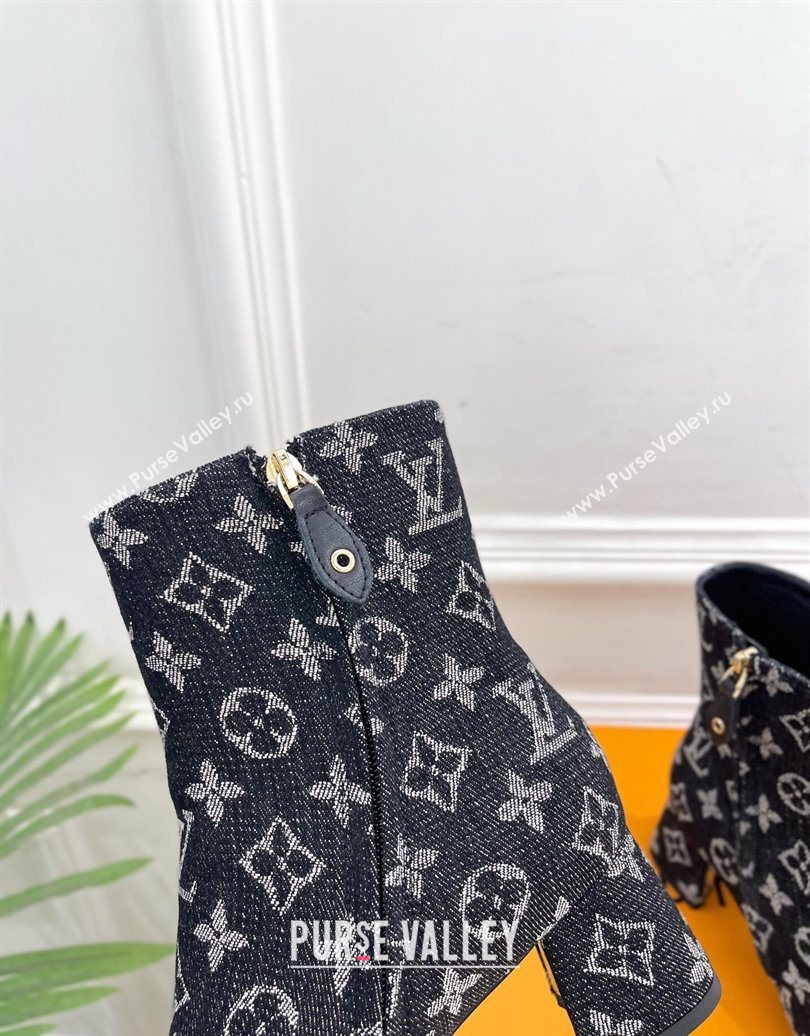 Louis Vuitton Swing Heel Ankle Boots 5.5cm in Monogram Denim Black 2025 1AID092 (MD-251021136)