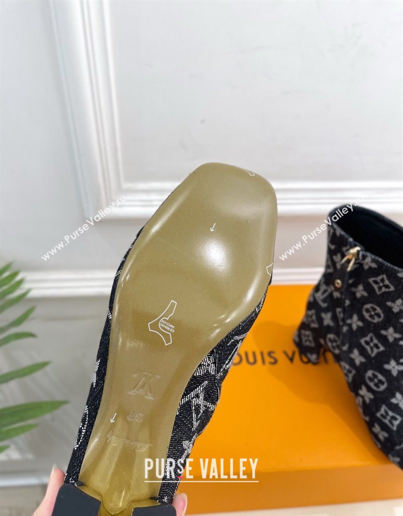 Louis Vuitton Swing Heel Ankle Boots 5.5cm in Monogram Denim Black 2025 1AID092 (MD-251021136)