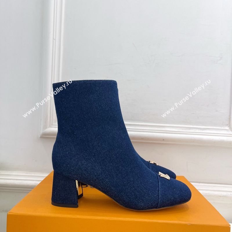 Louis Vuitton Swing Heel Ankle Boots 5.5cm in Navy Blue Denim 2025 1AID092 (MD-251021137)