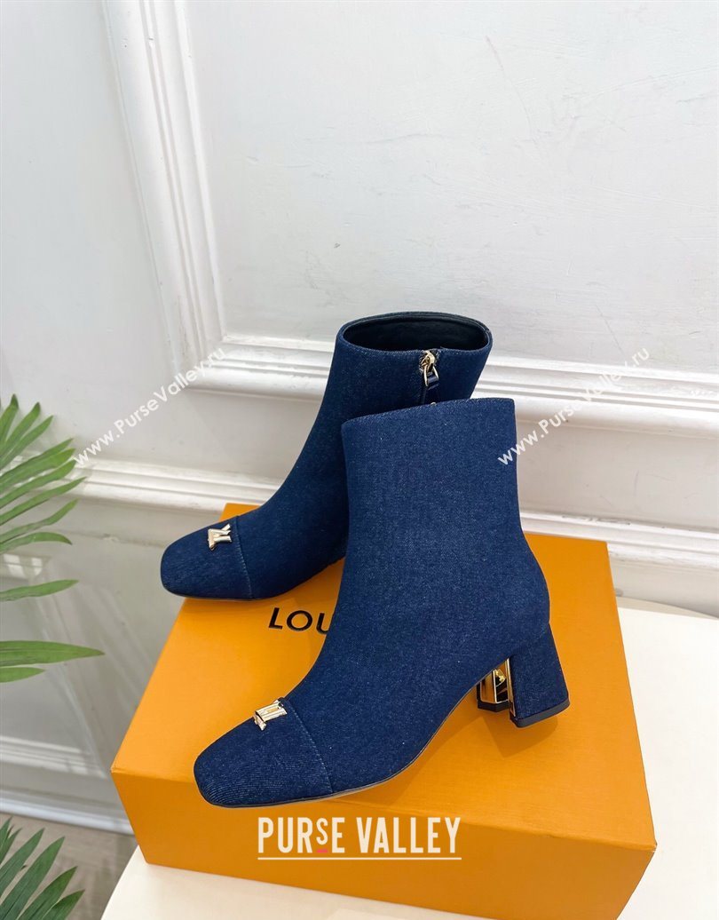 Louis Vuitton Swing Heel Ankle Boots 5.5cm in Navy Blue Denim 2025 1AID092 (MD-251021137)