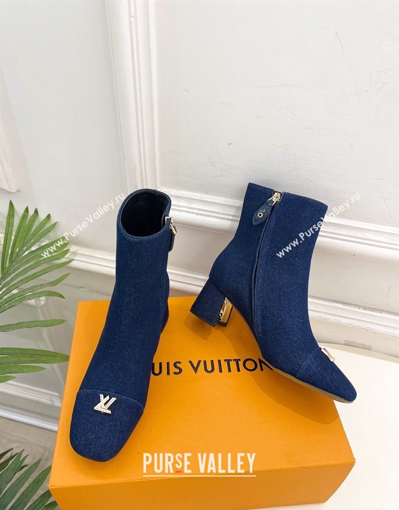 Louis Vuitton Swing Heel Ankle Boots 5.5cm in Navy Blue Denim 2025 1AID092 (MD-251021137)